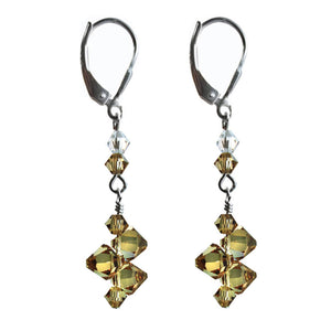 Top Drilled Light Colorado Topaz Earrings Made with Swarovski Crystal Elements.