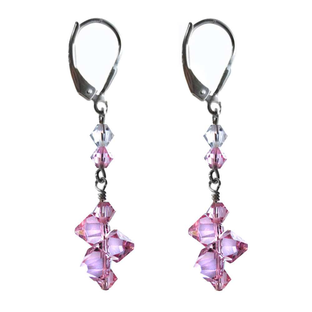 Top Drilled Light Rose Earrings Made with Swarovski Crystal Elements.