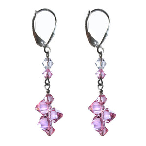 Top Drilled Light Rose Earrings Made with Swarovski Crystal Elements.