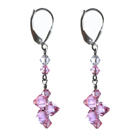 Top Drilled Light Rose Earrings Made with Swarovski Crystal Elements.