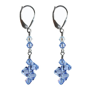 Top Drilled Light Sapphire Colored Earrings Made with Swarovski Crystal Elements.