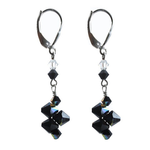 Top Drilled Black AB Earrings Made with Swarovski Crystal Elements.