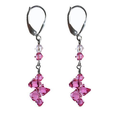 Top Drilled Rose Earrings Made with Swarovski Crystal Elements.