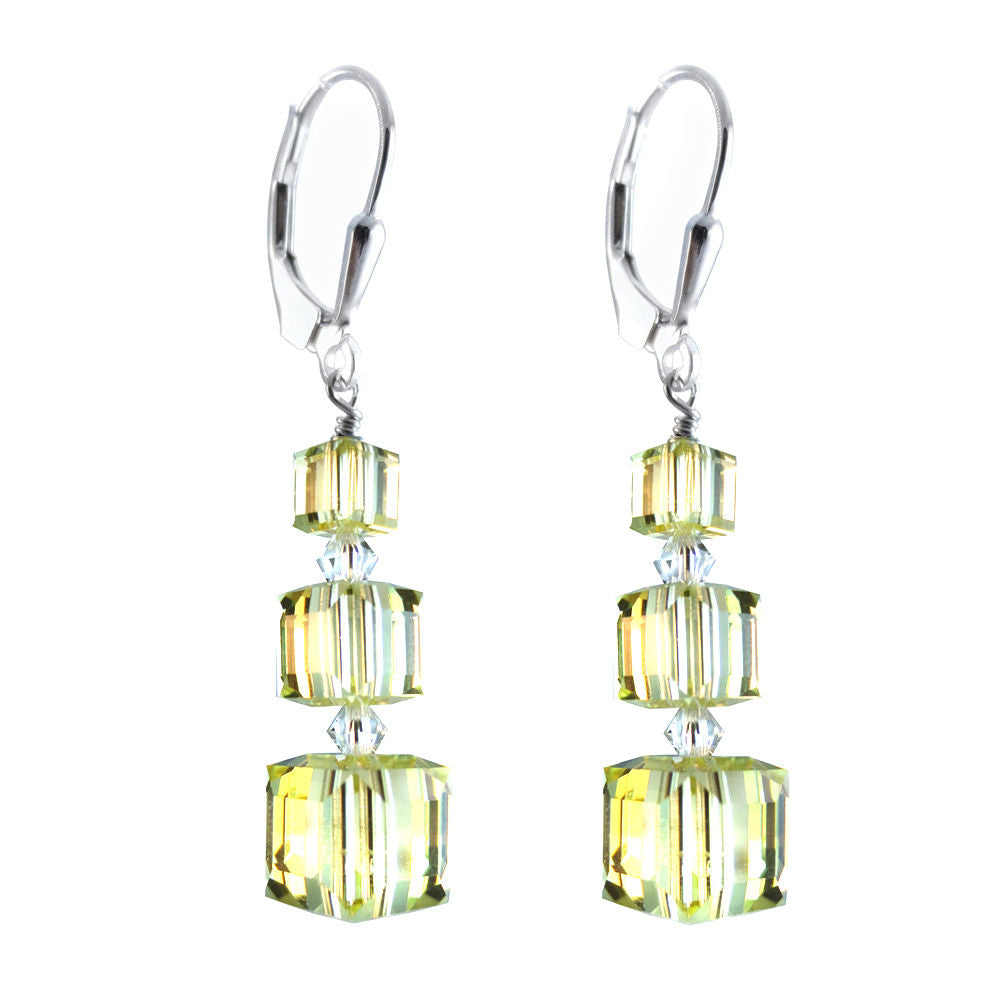 Past Present Future Earrings Made with Jonquil Swarovski Crystal Elements.