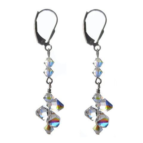 Top Drilled Clear AB Earrings Made with Swarovski Crystal Elements.