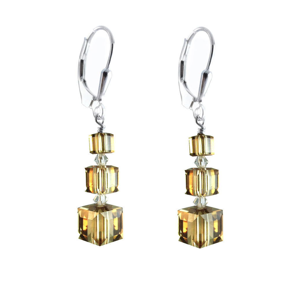 Past Present Future Earrings Made with Light Colorado Topaz Swarovski Crystal Elements.