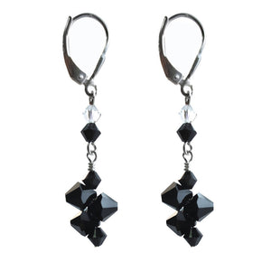 Top Drilled Black Earrings Made with Swarovski Crystal Elements.