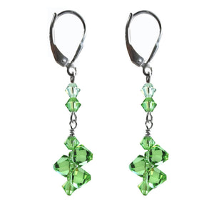 Top Drilled Peridot Earrings Made with Swarovski Crystal Elements.