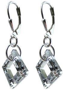 14mm Cosmic Square Ring Clear Earrings Made with Swarovski Crystal Elements.