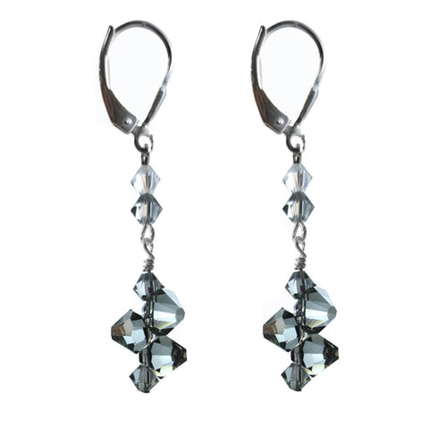 Top Drilled Black Diamond Earrings Made with Swarovski Crystal Elements.