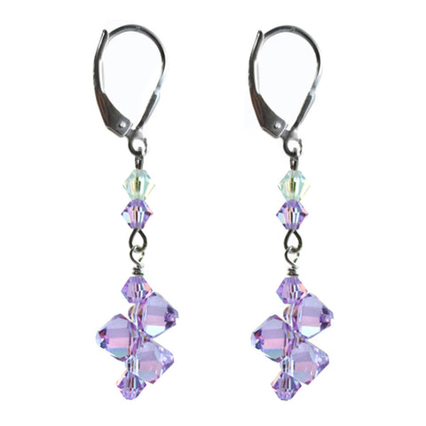 Top Drilled Violet Earrings Made with Swarovski Crystal Elements.