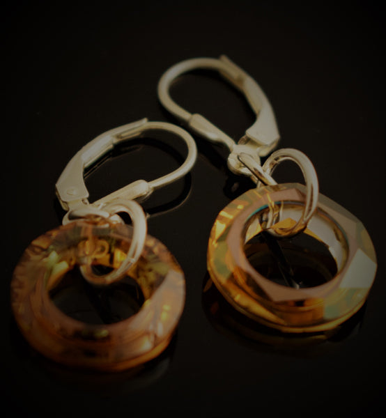 14mm Cosmic Ring Copper Colored Earrings Made with Swarovski Crystal Elements.