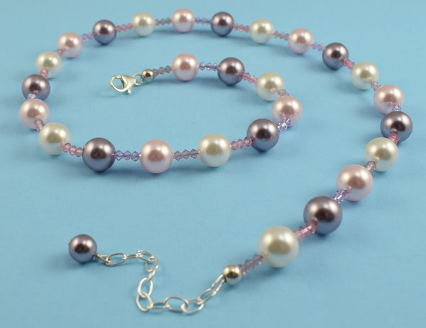 Rose, Lavender, & White Pearls Made With Swarovski Crystal Elements