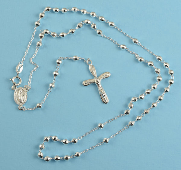 Rosary Sterling Silver Diamond Cut