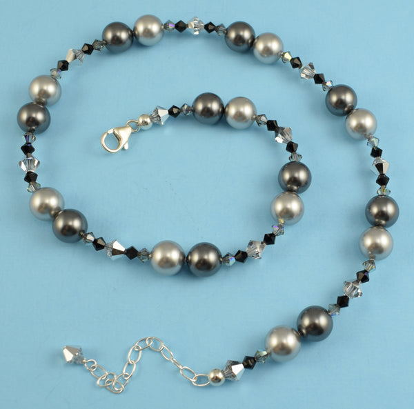 Light & Dark Gray Pearl Made with Swarovski Crystal Elements