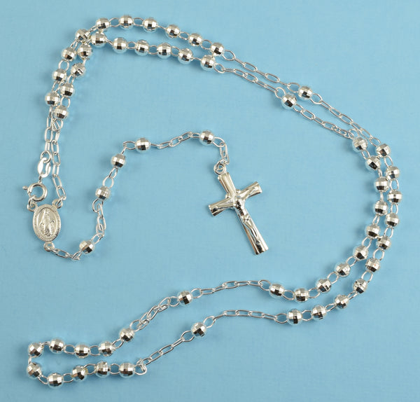 Rosary Sterling Silver Diamond Cut