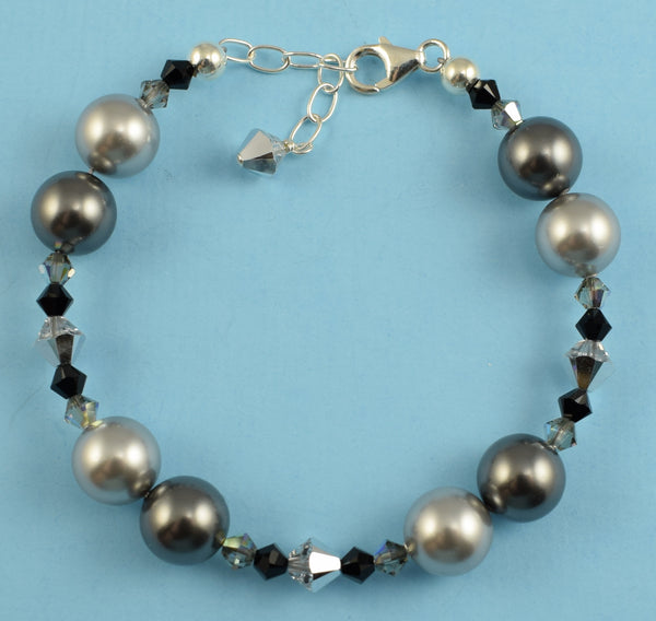 Light & Dark Gray Pearl Made with Swarovski Crystal Elements