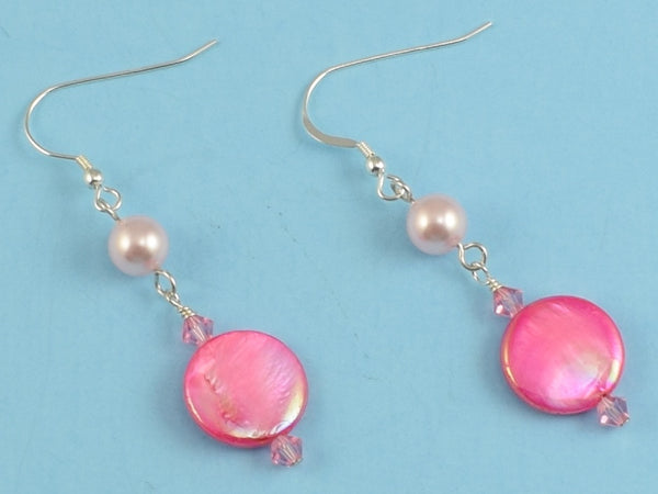 Pink Mother of Pearl Sterling Silver Wire Wrapped