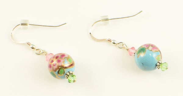 Artistic Glass & Sterling Silver Bali Beads with Swarovski Crystal Elements