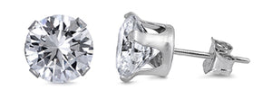 Round CZ Stud Sterling Silver Earrings