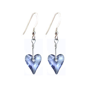 Heart Tanzanite Earrings Made with Swarovski Crystal Elements.