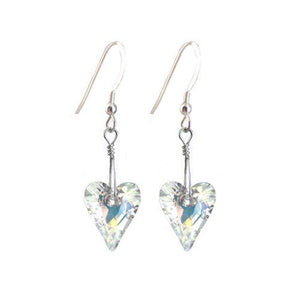 Heart Clear AB Earrings Made with Swarovski Crystal Elements.