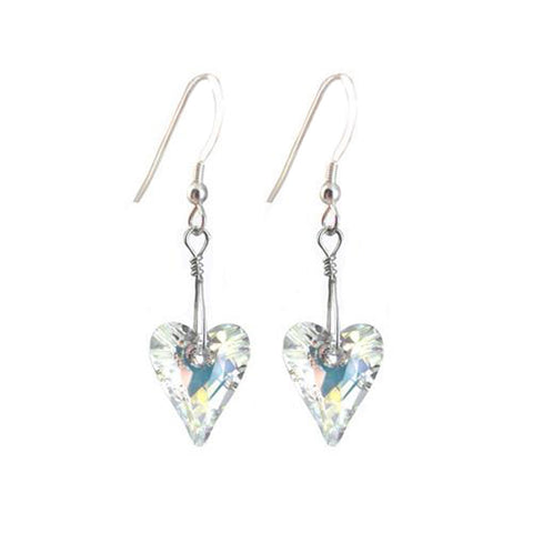 Heart Clear AB Earrings Made with Swarovski Crystal Elements.