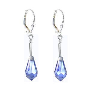 Tear Drop Light Sapphire Colored Earrings Made with Swarovski Crystal Elements.