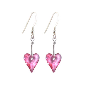 Heart Rose Earrings Made with Swarovski Crystal Elements.