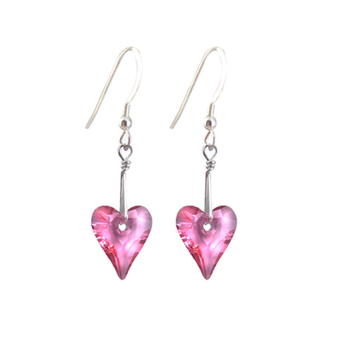 Heart Rose Earrings Made with Swarovski Crystal Elements.