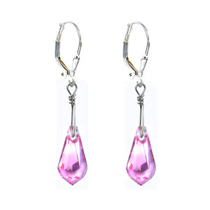 Tear Drop Light Rose Earrings Made with Swarovski Crystal Elements.