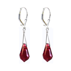 Tear Drop Siam Earrings Made with Swarovski Crystal Elements.