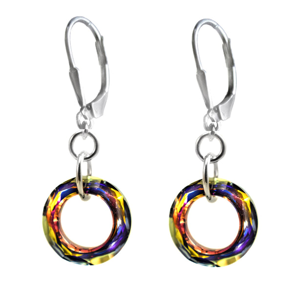 14mm Cosmic Ring Volcano Colored Earrings Made with Swarovski Crystal Elements.