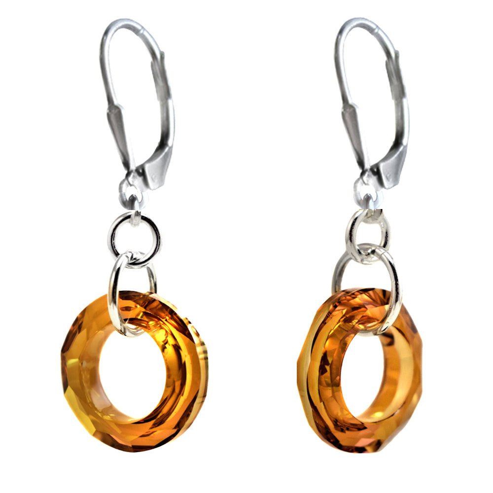 14mm Cosmic Ring Copper Colored Earrings Made with Swarovski Crystal Elements.